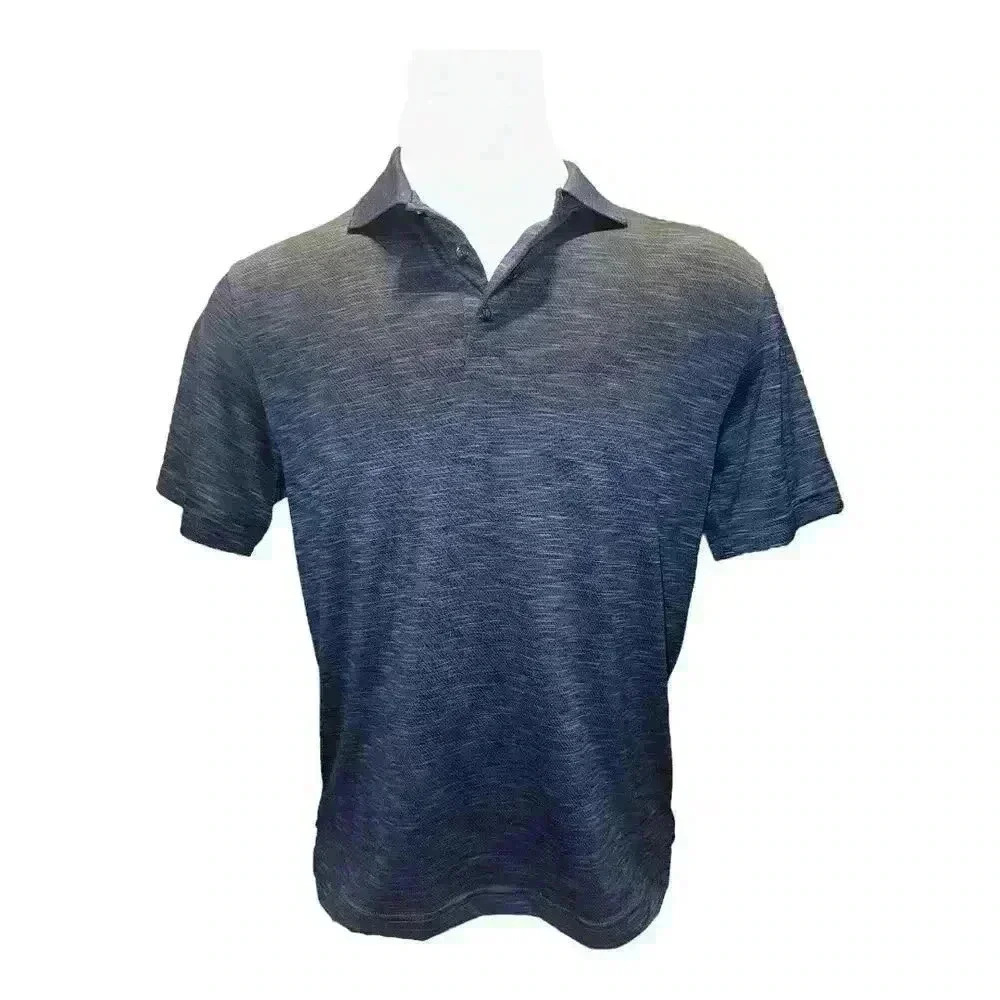 Tricots St. Raphael Mens Space-Dye Blue Polo Shirt, Medium